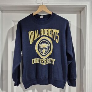 Vintage Oral Roberts University Sweatshirt Mens Large Navy Jansport Made in USA